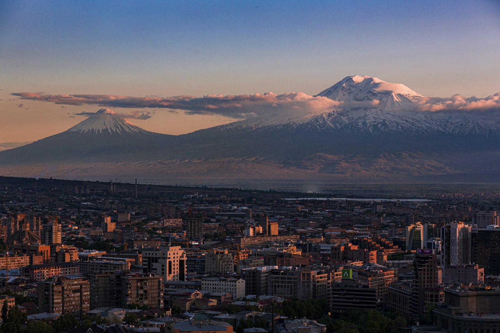 Yerevan cityscape with Mount Ararat in the background, Armenia