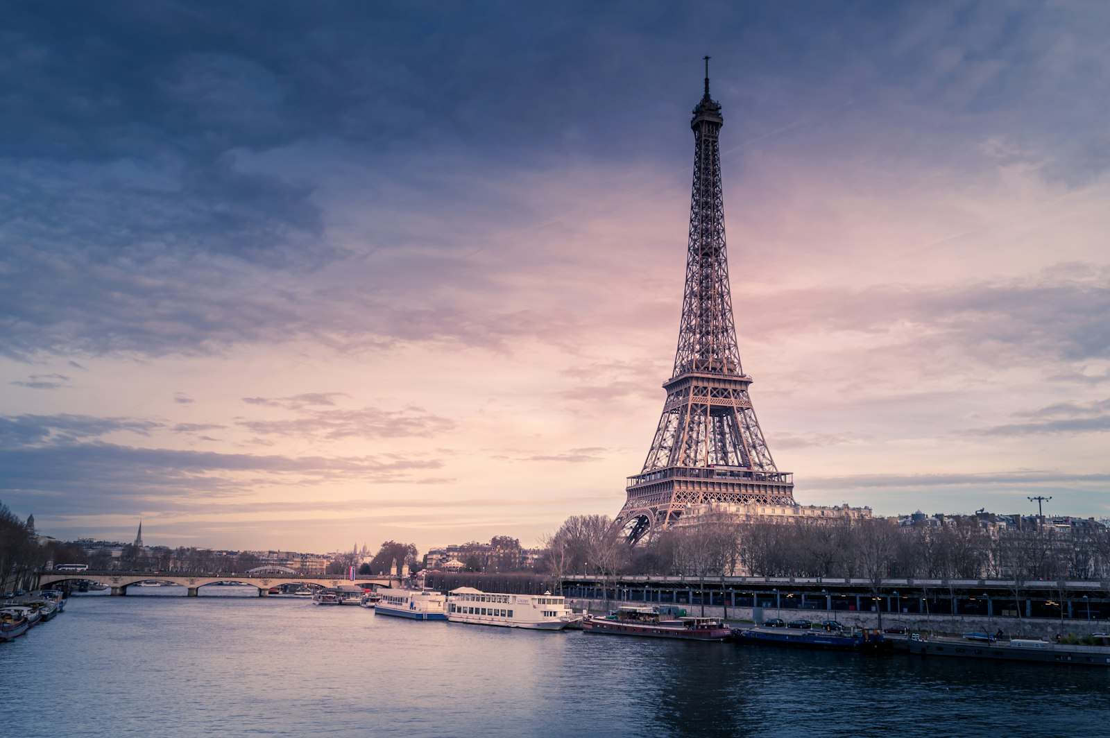 Eiffel Tower and the Seine river in Paris, France