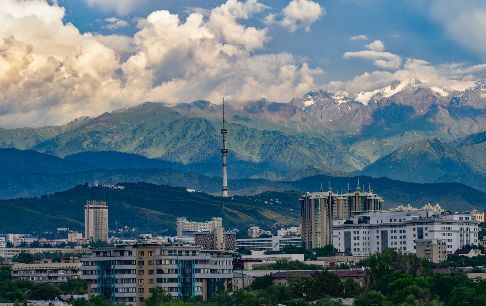 Almaty skyline with the Tien Shan mountains, Kazakhstan