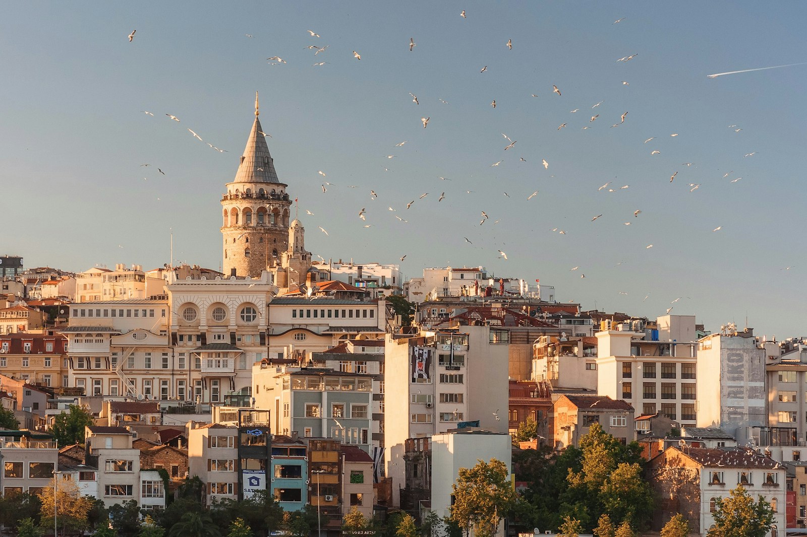 Galata Tower and the Istanbul skyline at sunset